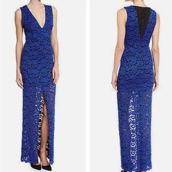 Alice + Olivia Kahlo V-Neck Lace Column Dress - Picture 1 of 6